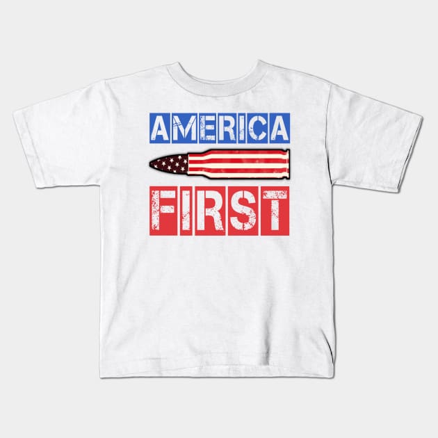 America First Kids T-Shirt by DZCHIBA